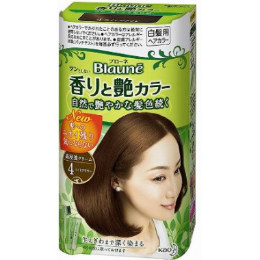 Thuốc nhuộm tóc bạc Blaune- Kao dạng kem màu brown.